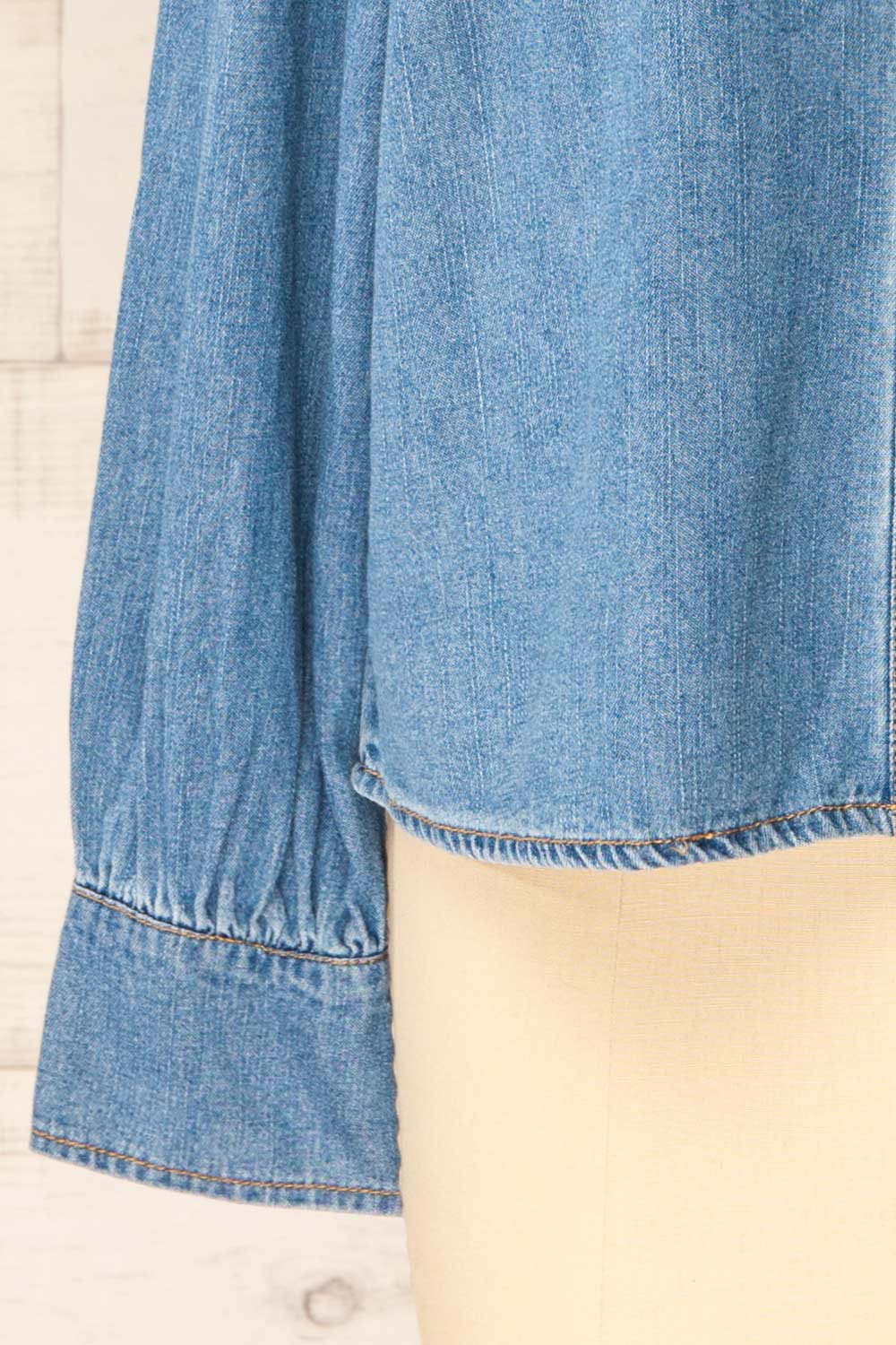 Burke Denim Shirt with Embroidery | La petite garçonne sleeve