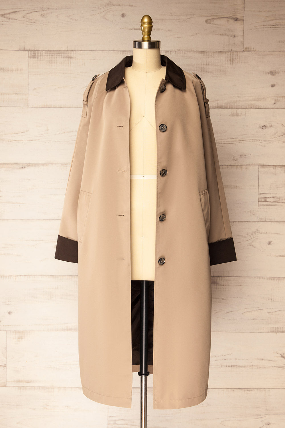Bursa Straight Beige and Brown Coat | La petite garçonne open