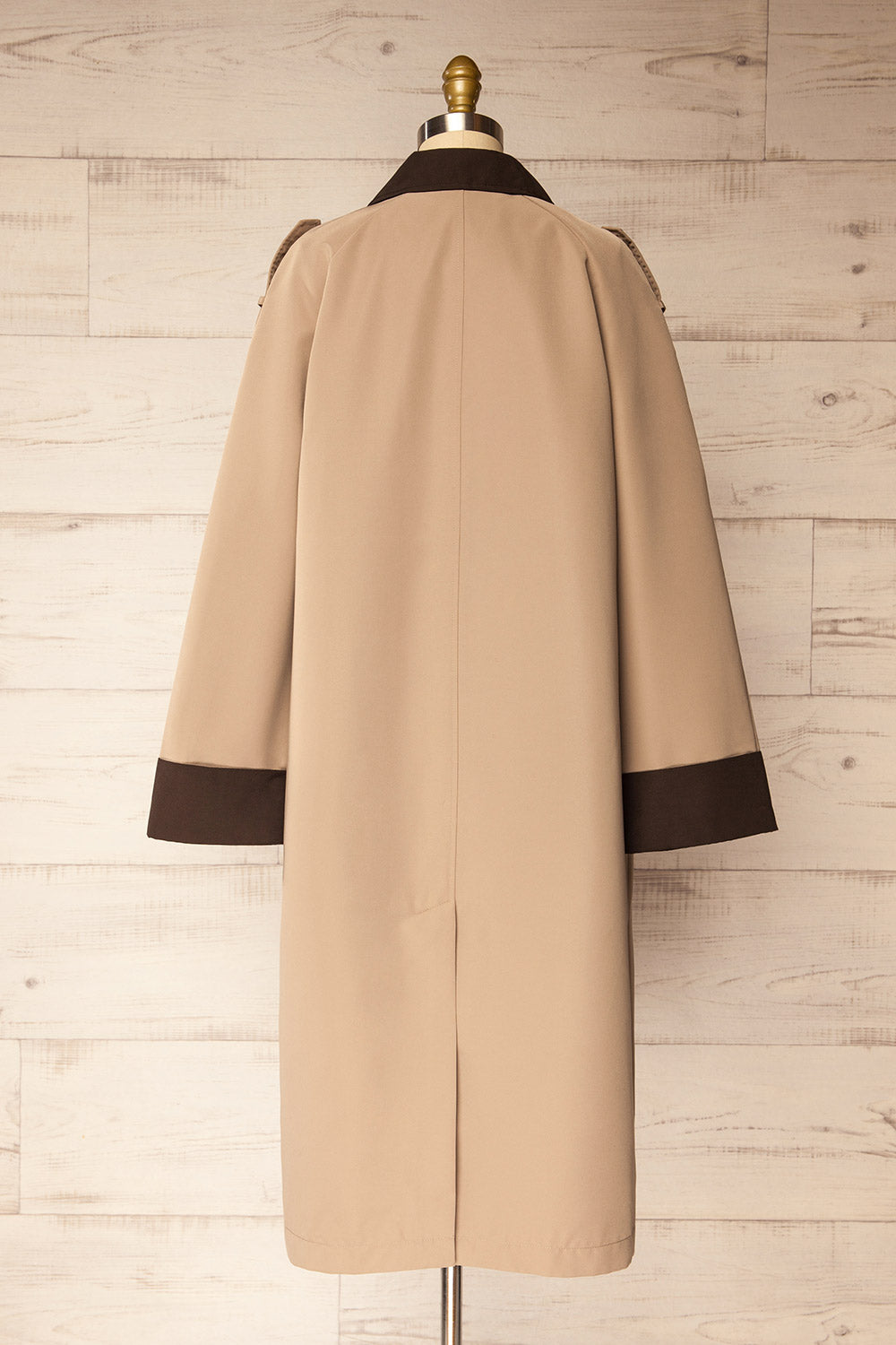 Bursa Straight Beige and Brown Coat | La petite garçonne back view
