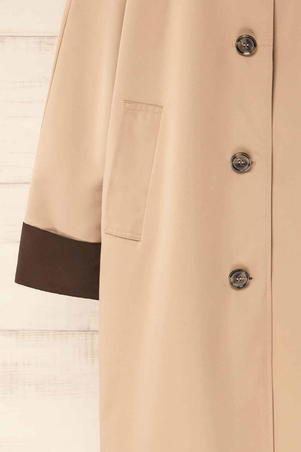 Bursa Straight Beige and Brown Coat | La petite garçonne sleeve