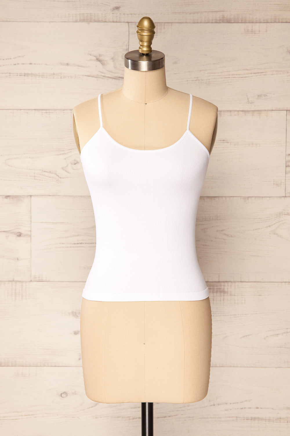 Bussigny White Ribbed Tank Top | La petite garçonne front view