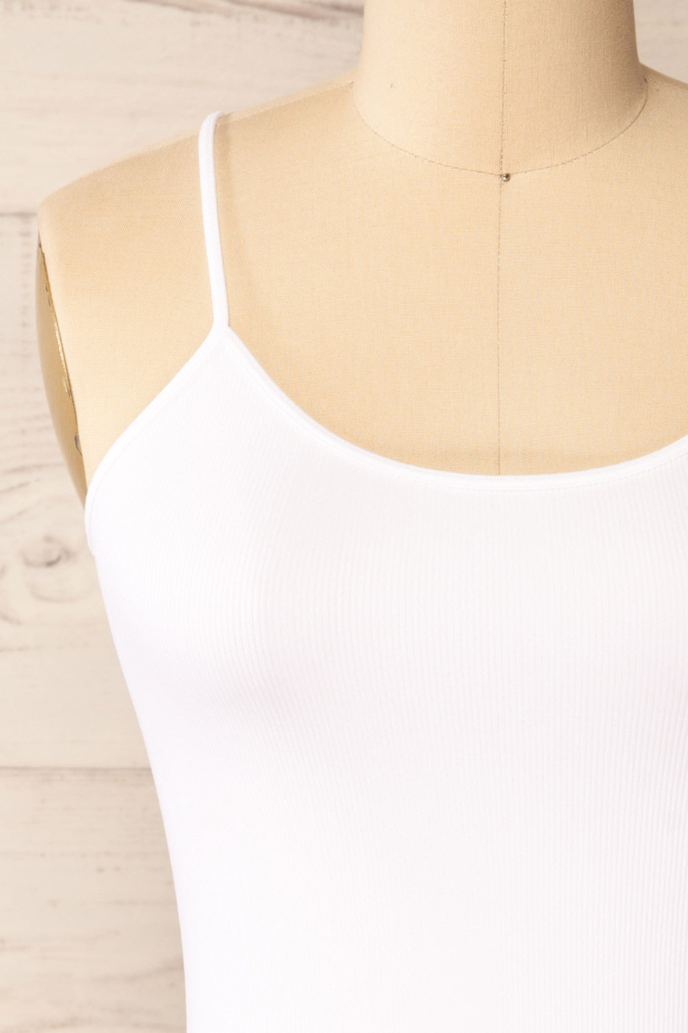 Bussigny White Ribbed Tank Top | La petite garçonne front close-up