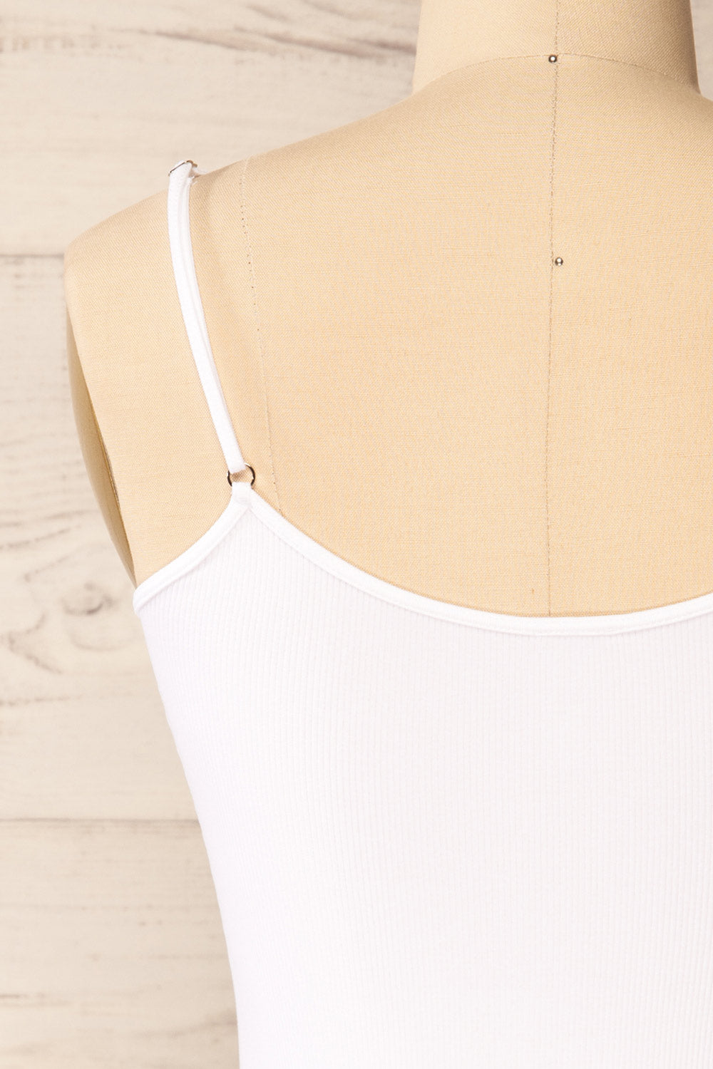 Bussigny White Ribbed Tank Top | La petite garçonne back close-up