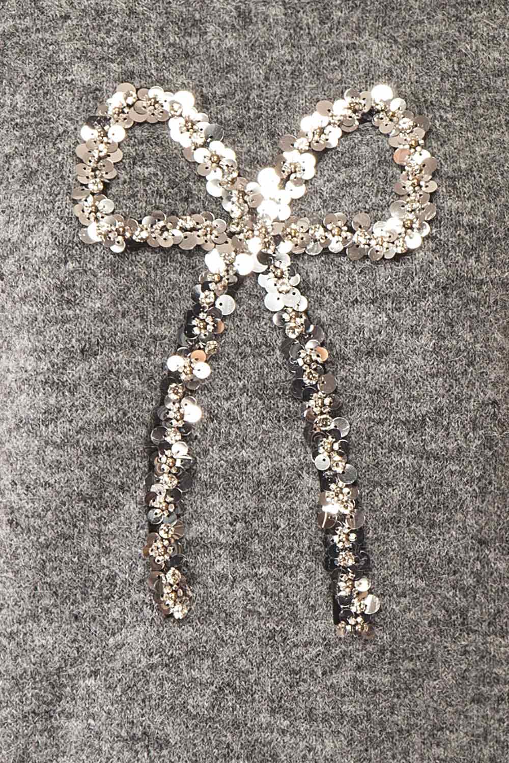 Byram Grey Knitted T-Shirt with Sequin Bow | Boutique 1861 fabric