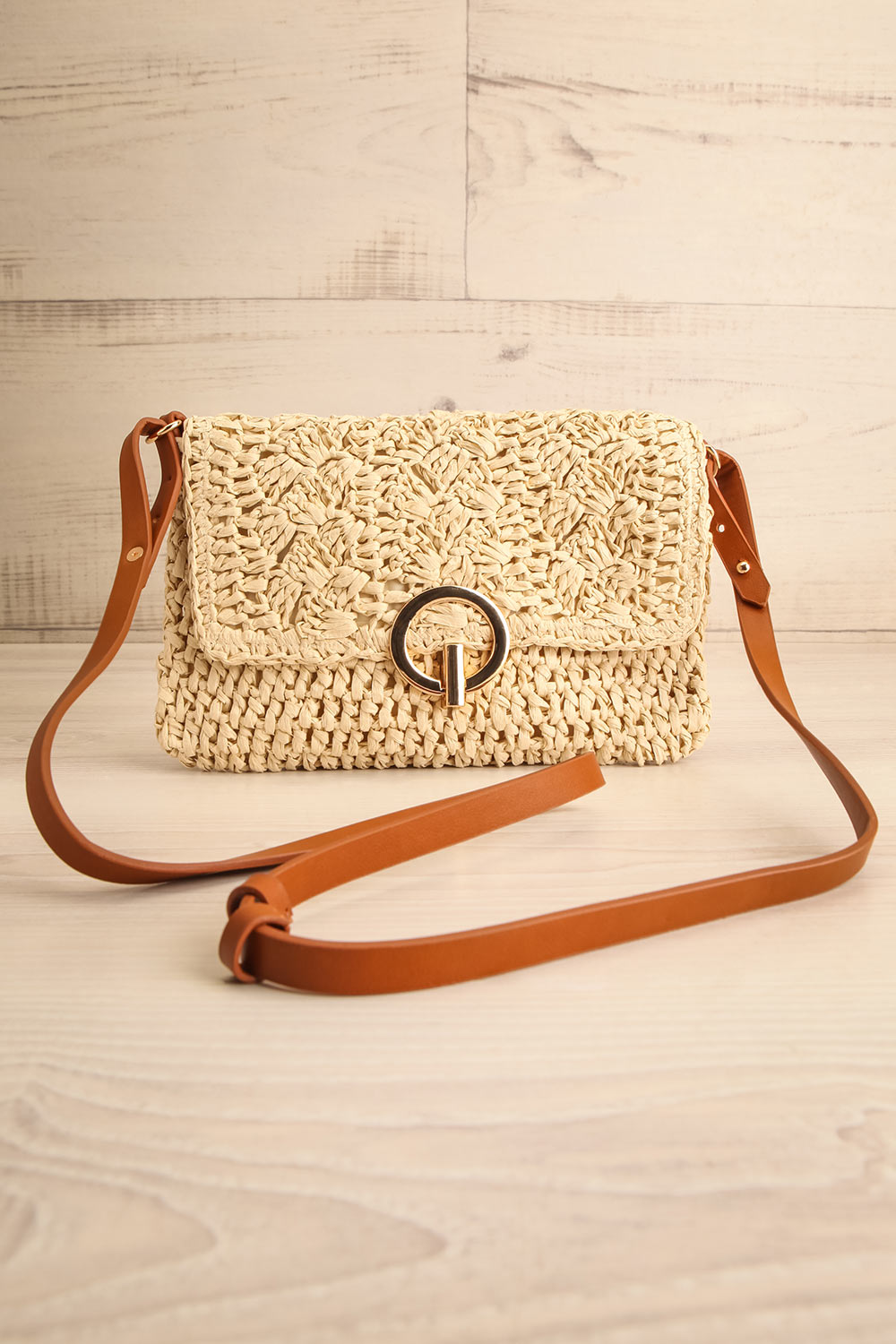 Cabecou Small Straw Crossbody Bag | La petit garçonne front view