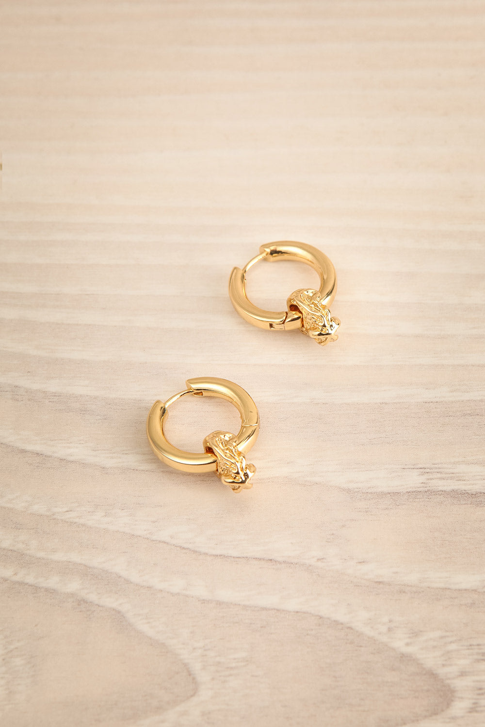 Cabrera Gold Chunky Hoops w/ Organic Pendant | La petite garçonne