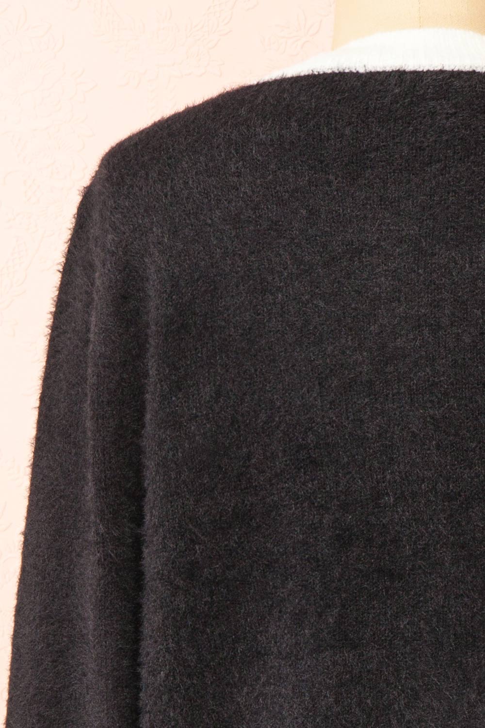 Cabria Black Fuzzy Preppy Cardigan | Boutique 1861 back