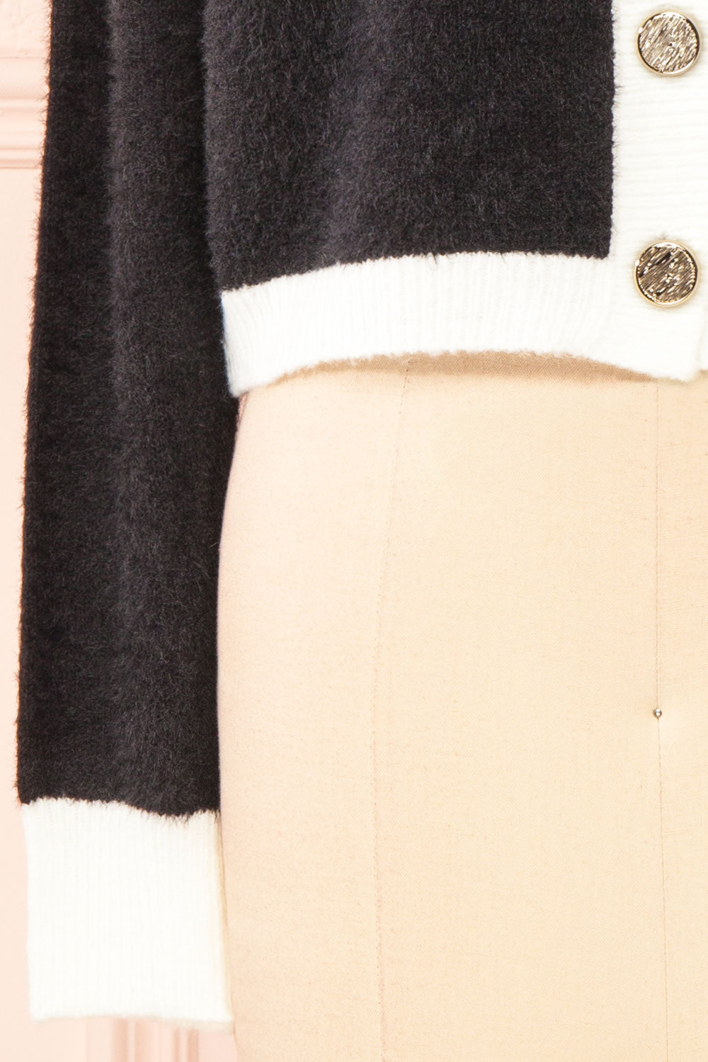 Cabria Black Fuzzy Preppy Cardigan | Boutique 1861 bottom