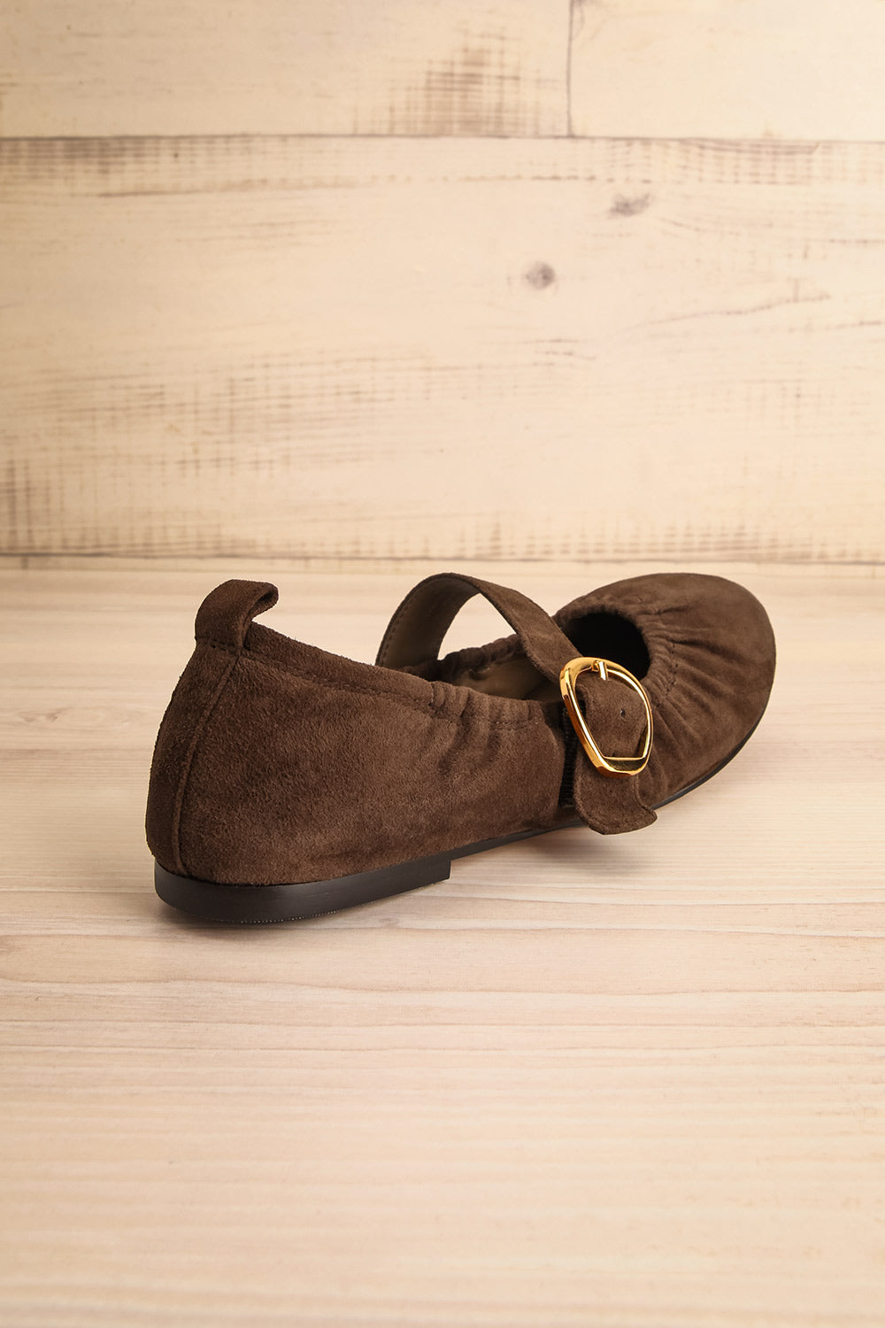 Caelie Brown | Suede Ballet Flats with Gold Buckle