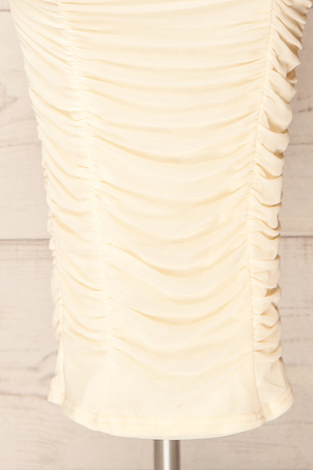 Caen Ivory | Ruched Fitted Midi Dress