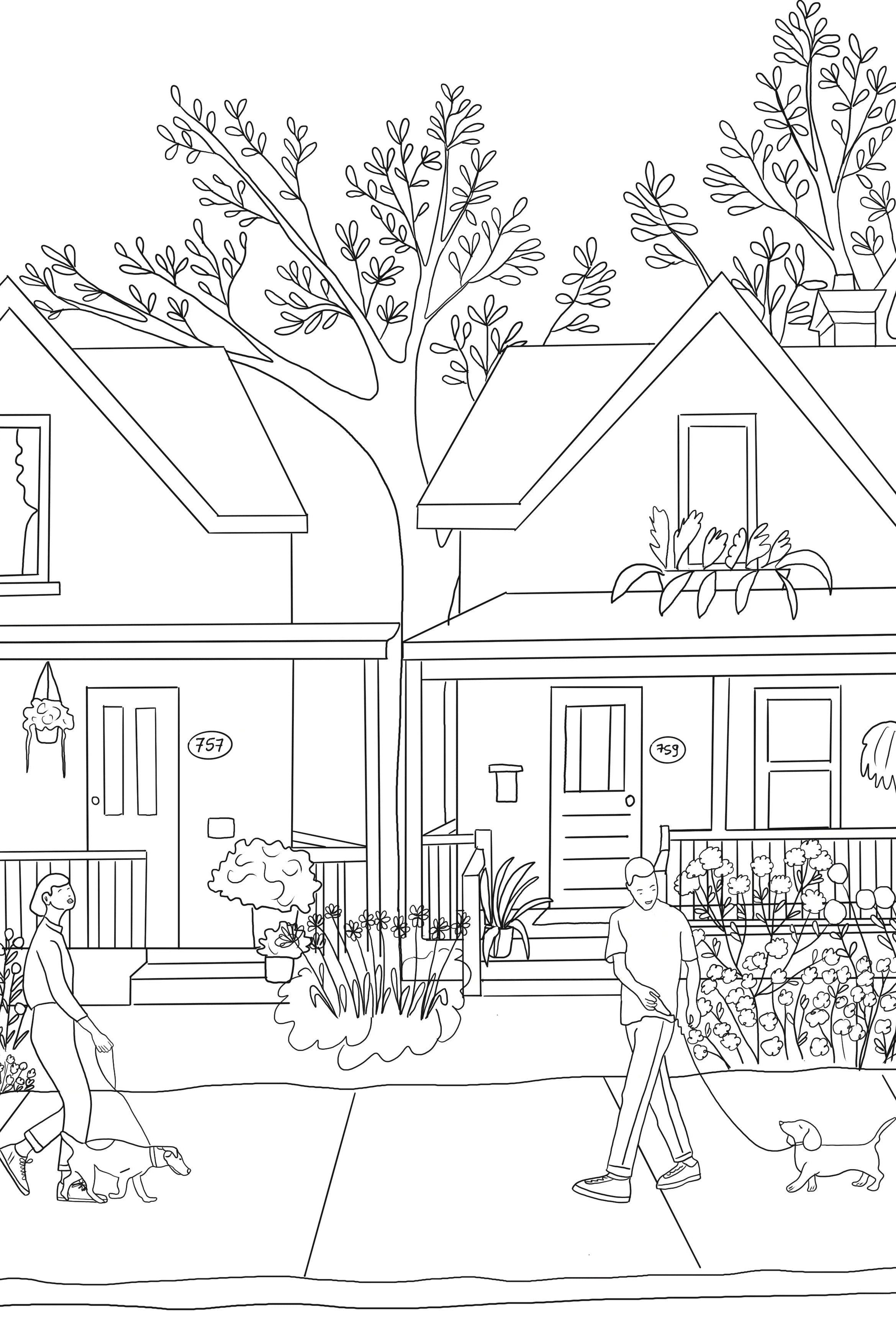 Life in Montreal | Colouring Book sample page 03