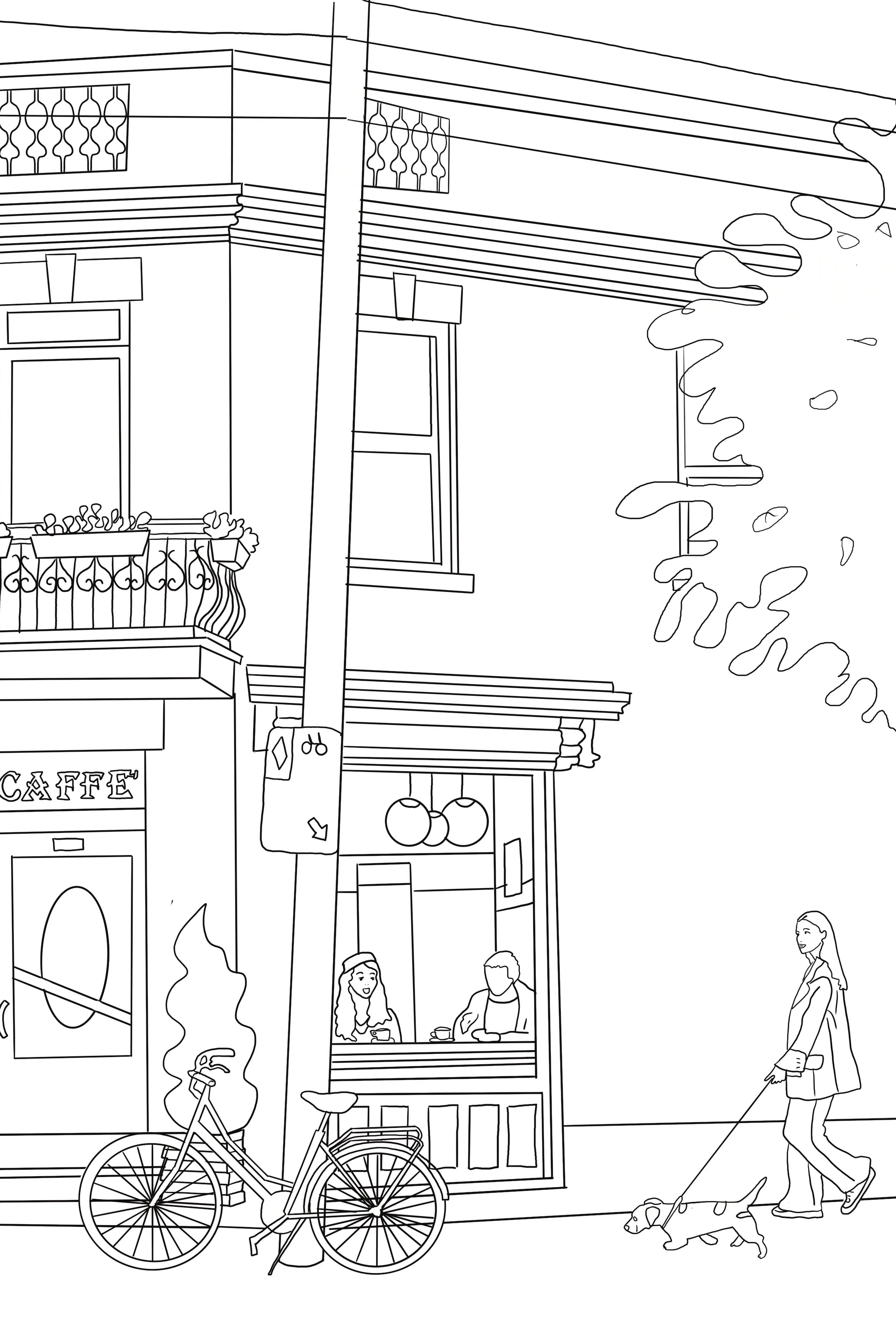 Life in Montreal | Colouring Book sample page 01