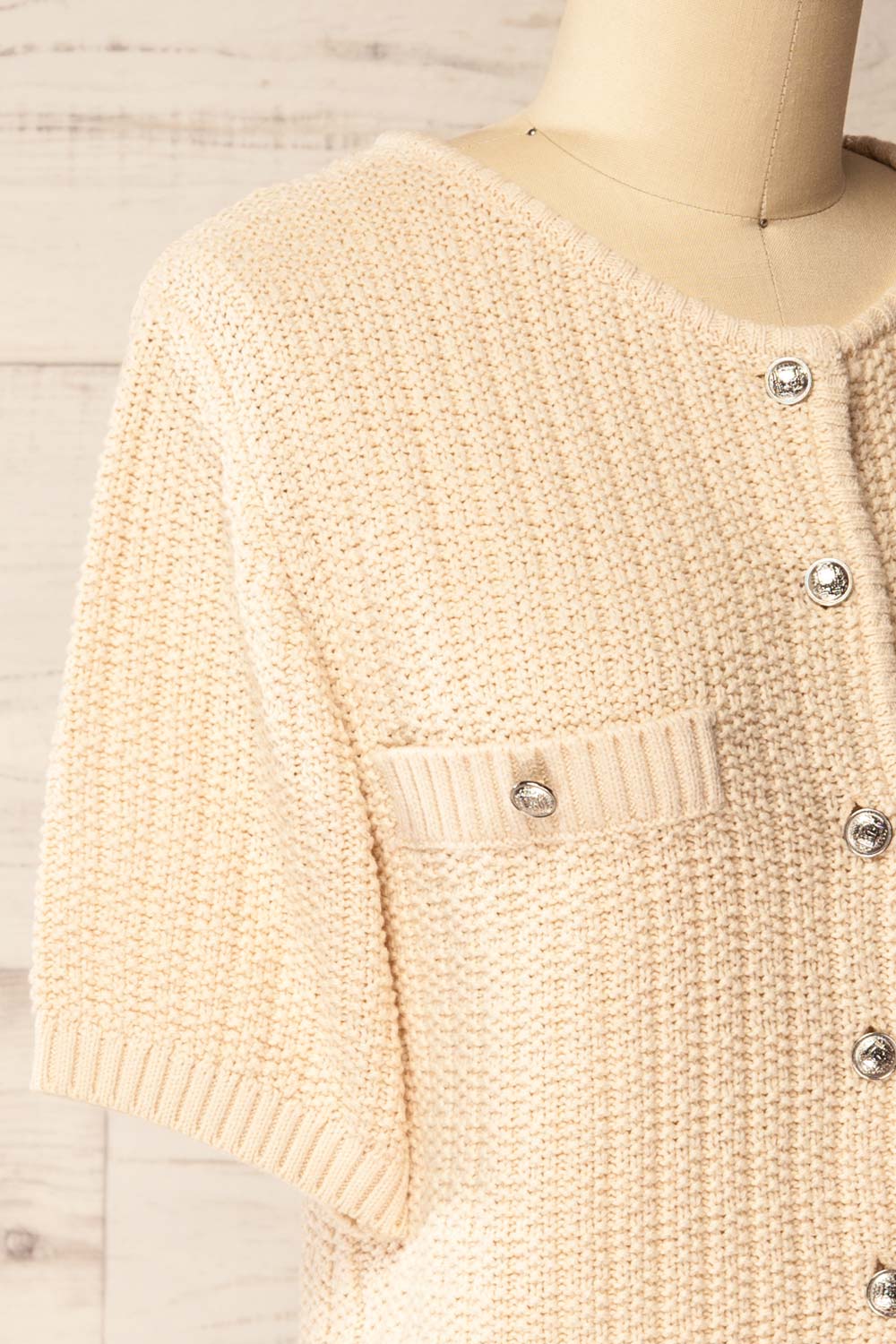 Cairns Beige Knitted Button-Down Top | La petite garçonne side