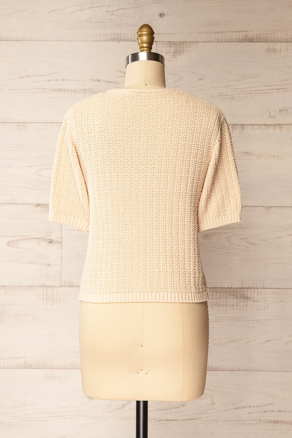 Cairns Beige Knitted Button-Down Top | La petite garçonne back view