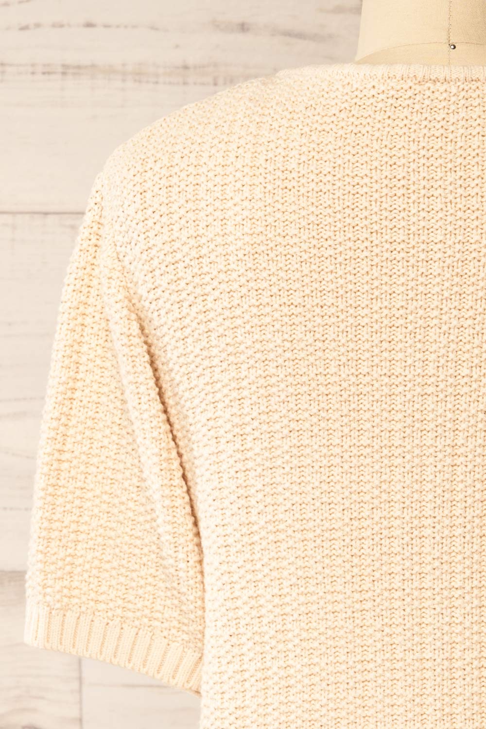 Cairns Beige Knitted Button-Down Top | La petite garçonne back