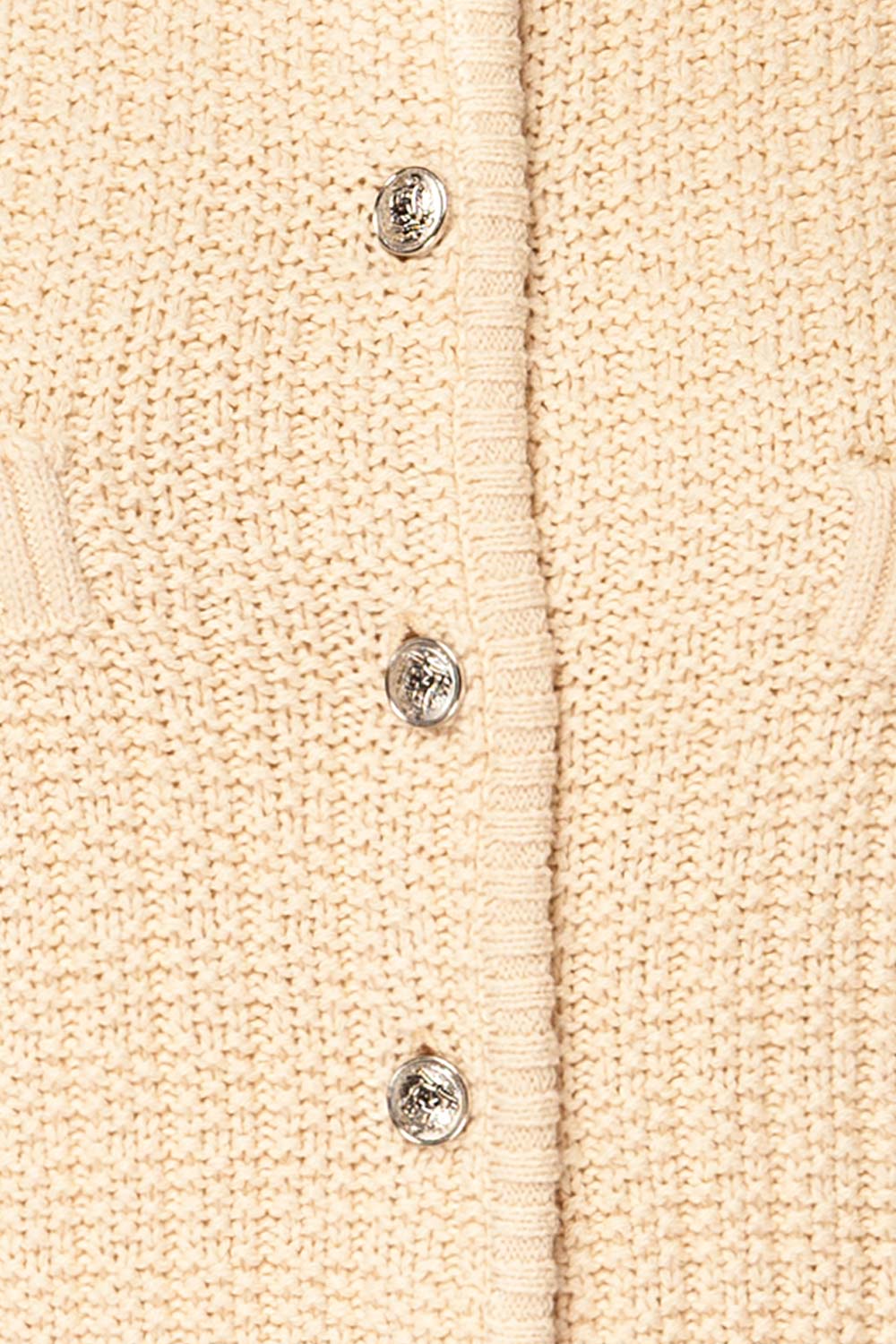 Cairns Beige Knitted Button-Down Top | La petite garçonne fabric