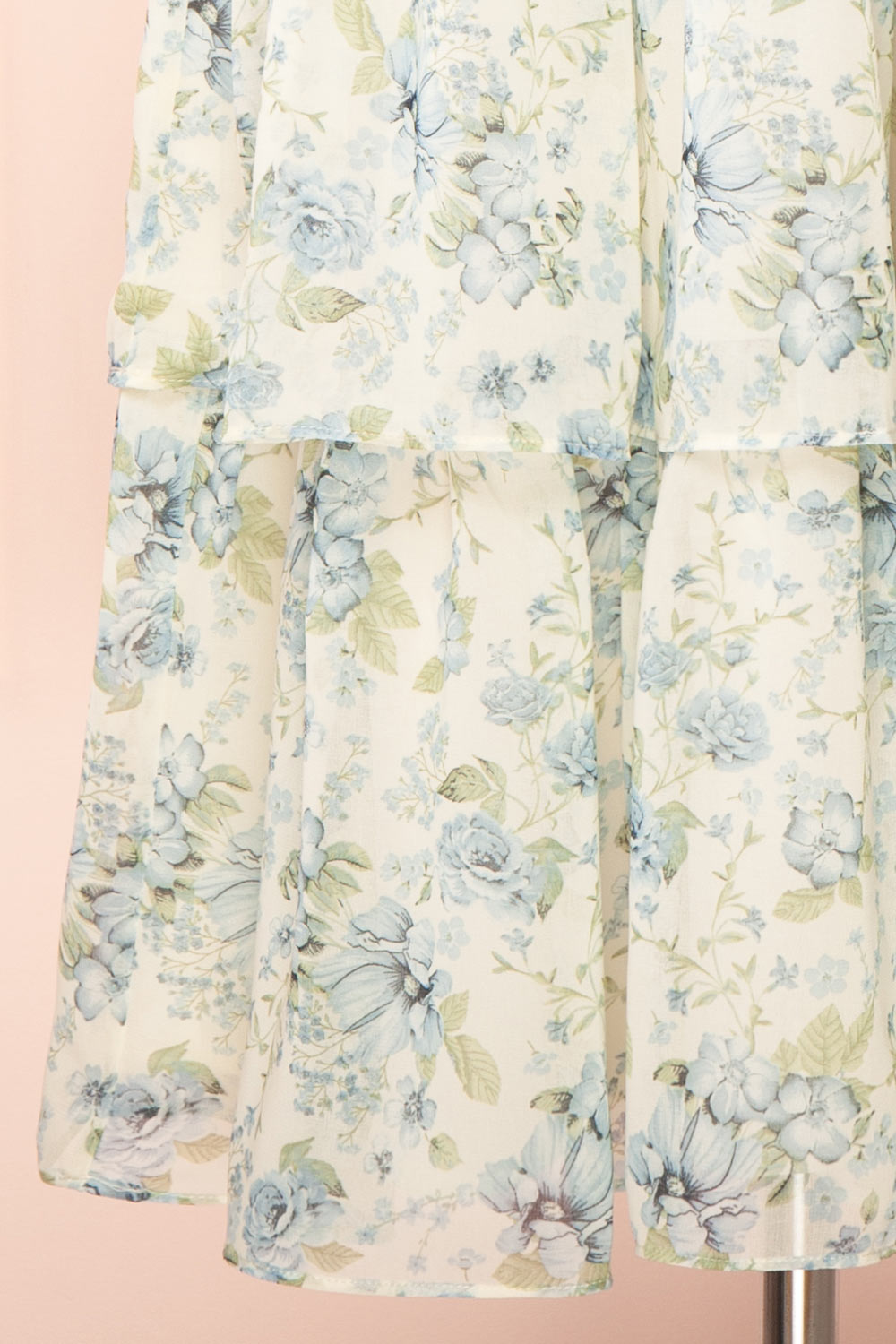 Calania Tiered Floral Midi Dress w/ Ruffles | Boutique 1861 bottom close-up