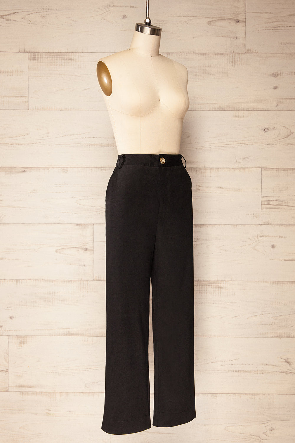 Calgary Black High-Waisted Straight Leg Pants | La petite garçonne side view