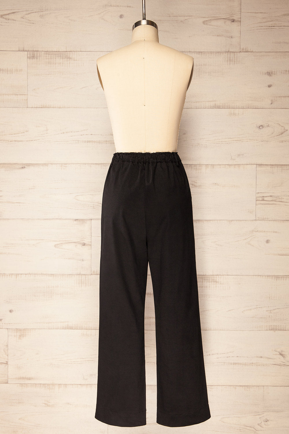 Calgary Black High-Waisted Straight Leg Pants | La petite garçonne back view
