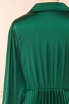 Calira Green Midi Dress w/ Long Sleeves | Boutique 1861 back close-up