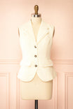 Calixa Ivory Sparkling Vest with Pockets | Boutique 1861 front