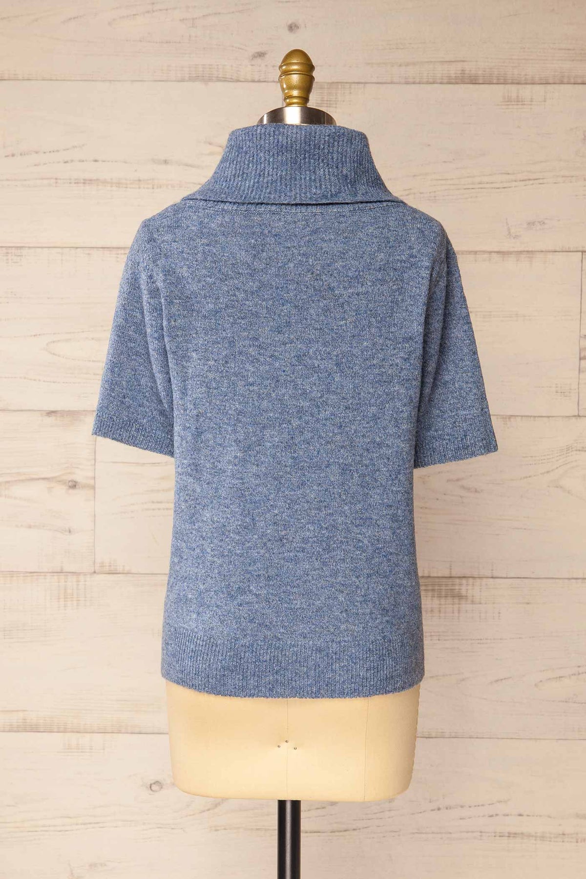 back view of Calixte Blue Short-Sleeve Knitted Sweater at La petite garçonne