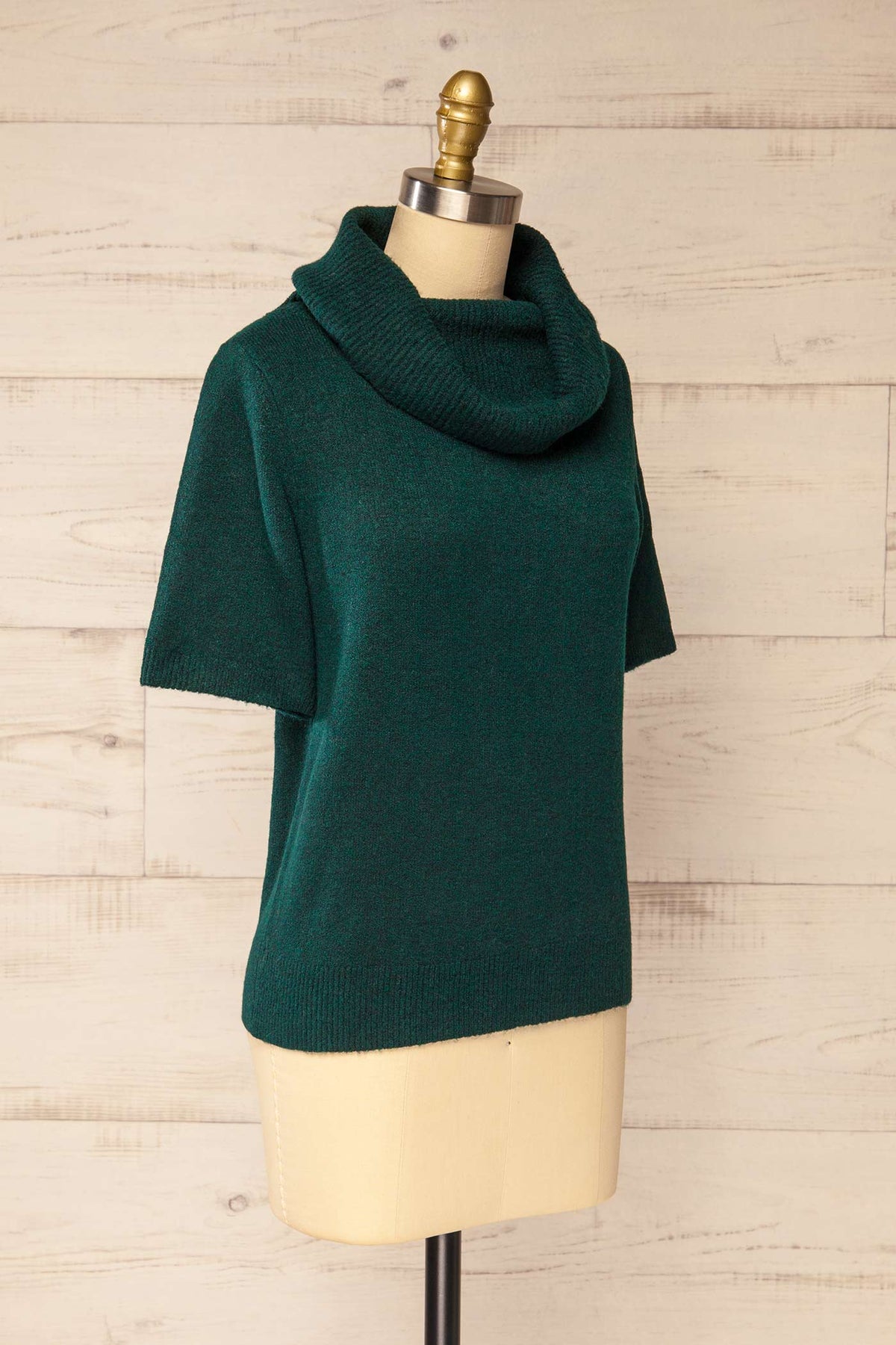 side view of Calixte Green Short-Sleeve Knitted Sweater at La petite garçonne