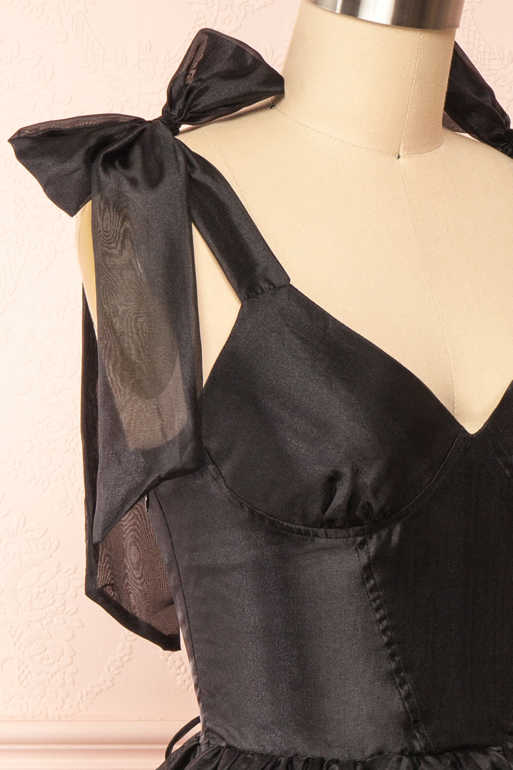 Callidora Black Organza Midi Dress | Boutique 1861 side close-up