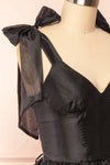 Callidora Black Organza Midi Dress | Boutique 1861 side close-up