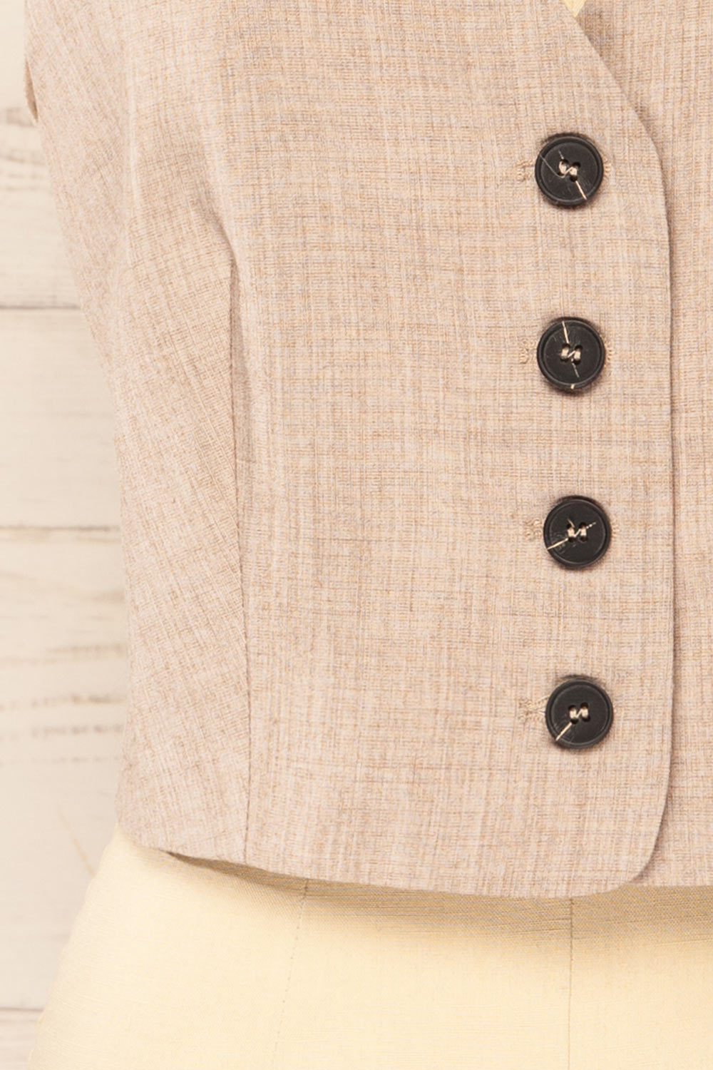 Caluire Cropped Beige Waistcoat | La petite garçonne bottom
