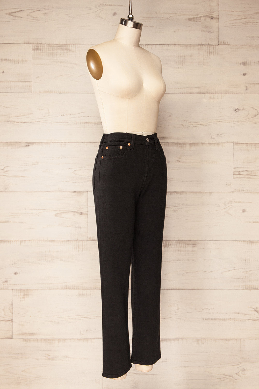Calvin Cropped Black Straight Leg Jeans | La petite garçonne side view