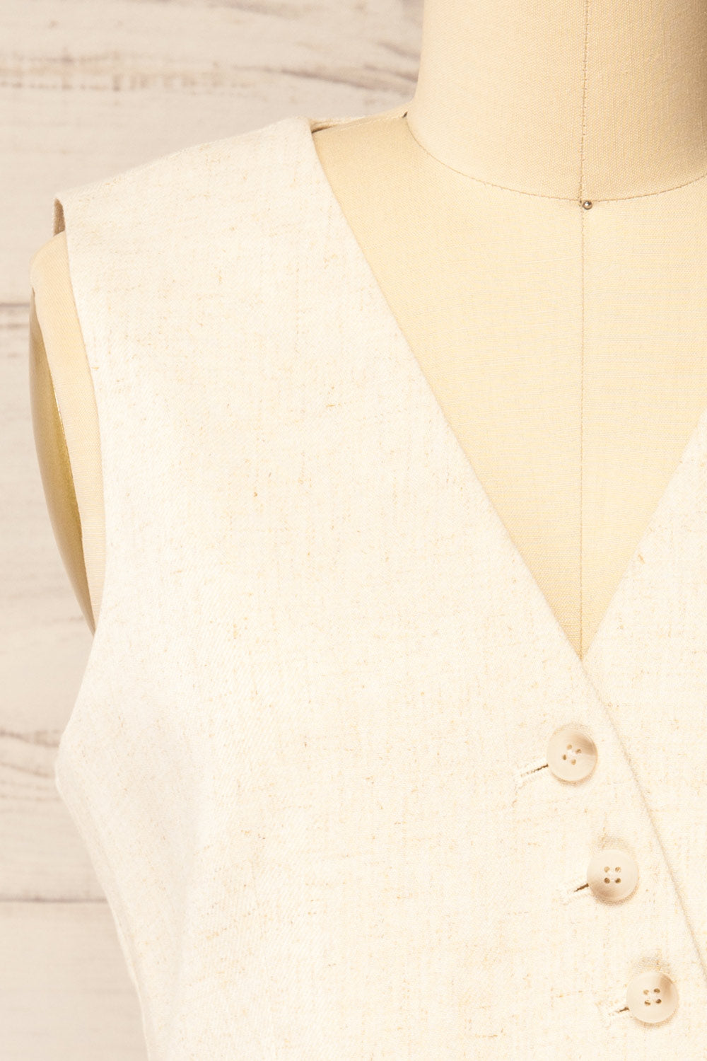 Calydon Beige Waistcoat w/ Asymmetrical Lapel | La petite garçonne view