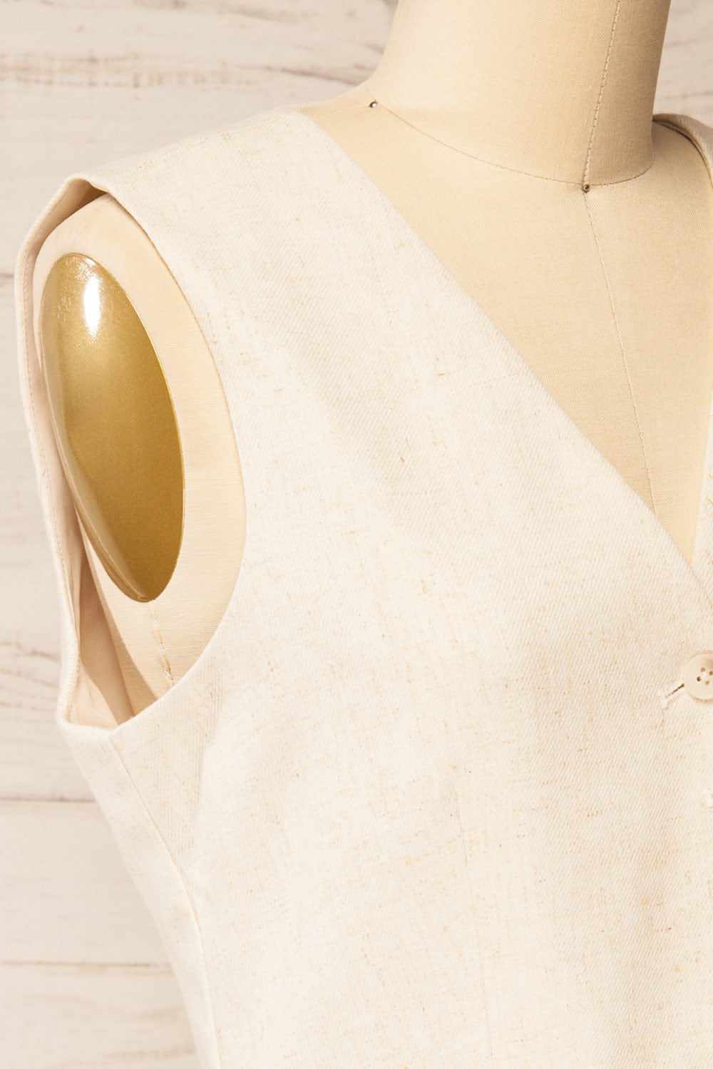 Calydon Beige Waistcoat w/ Asymmetrical Lapel | La petite garçonne side