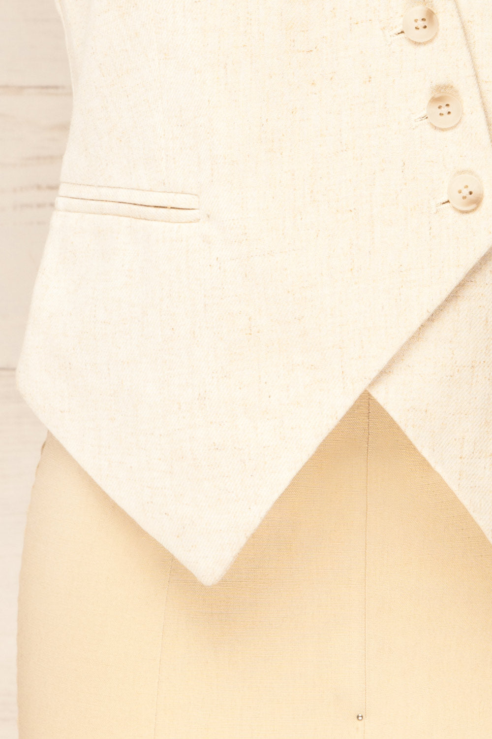 Calydon Beige Waistcoat w/ Asymmetrical Lapel | La petite garçonne bottom