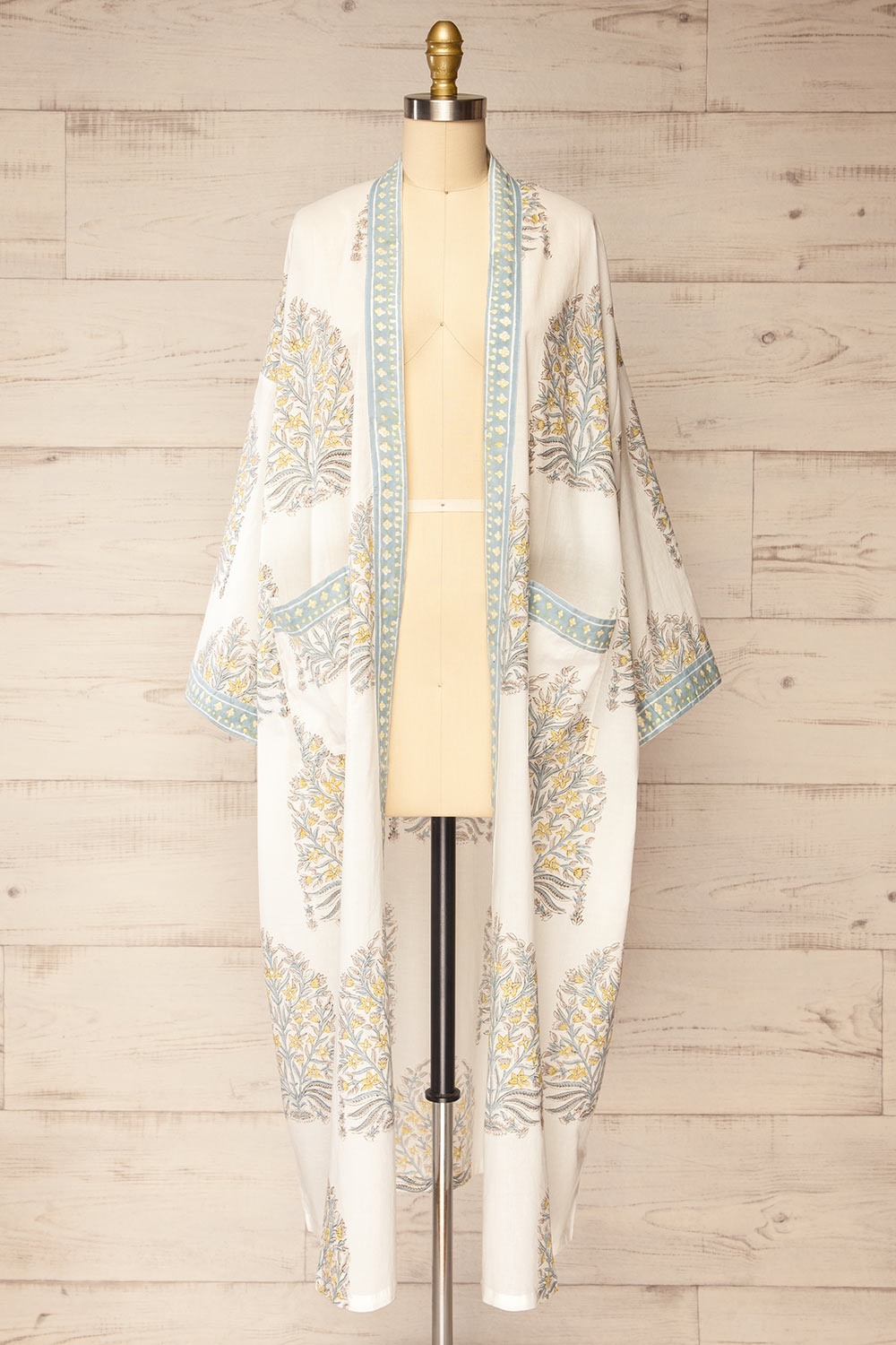 Cambria Watercolour Floral Kimono Robe | Maison garçonne open view