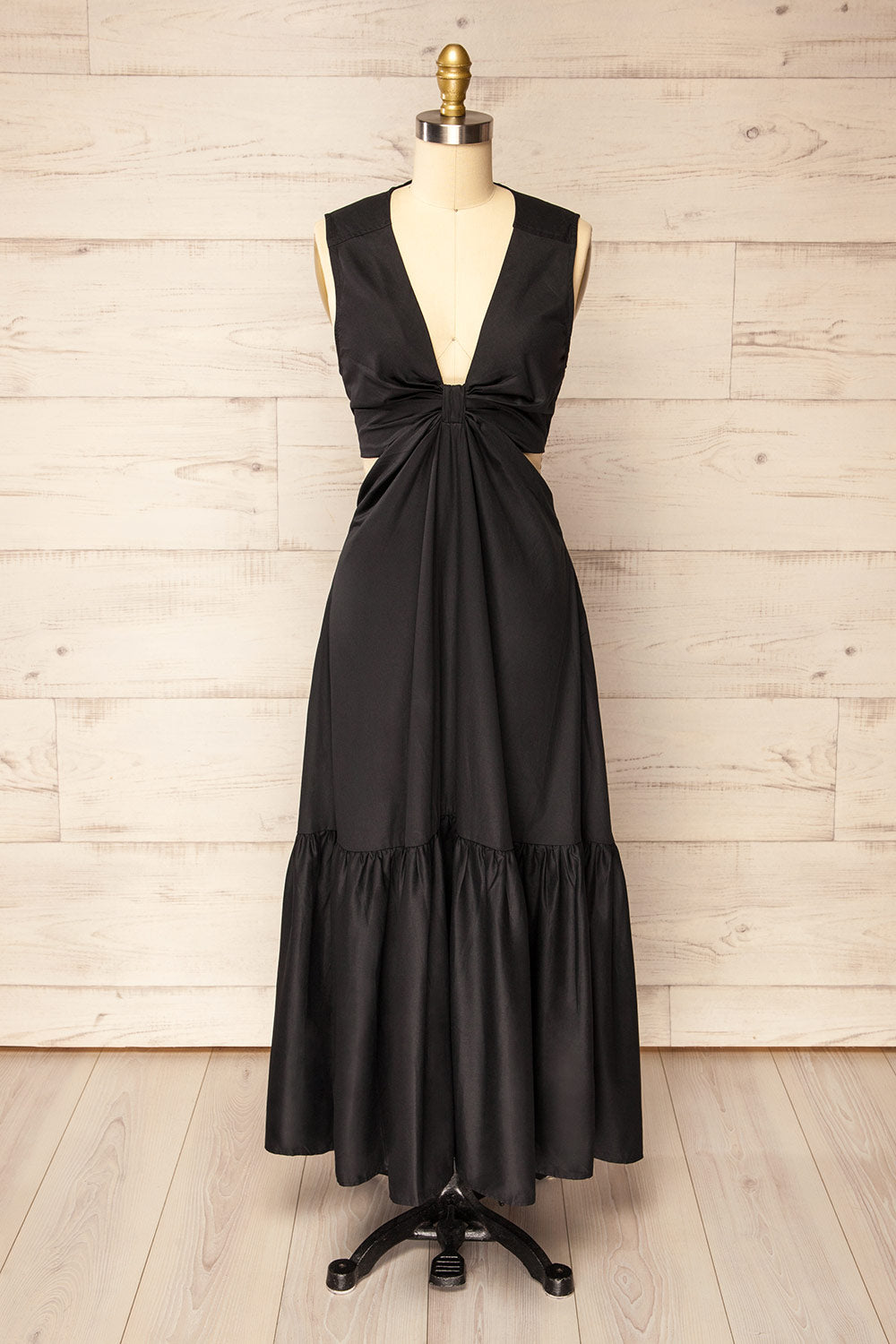 Camden Black Long Dress w/ Open Back | La petite garçonne front view