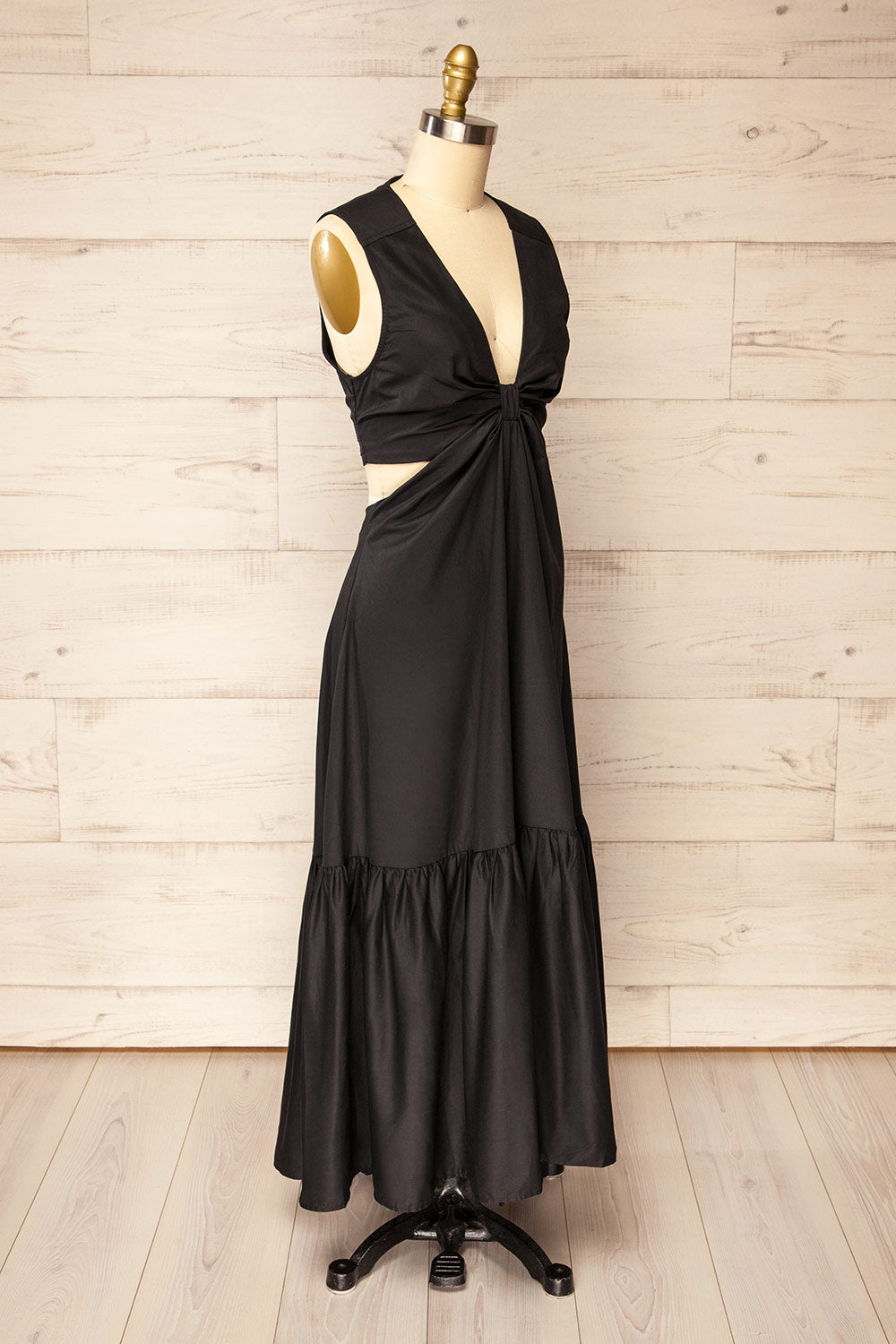 Camden Black Long Dress w/ Open Back | La petite garçonne side view