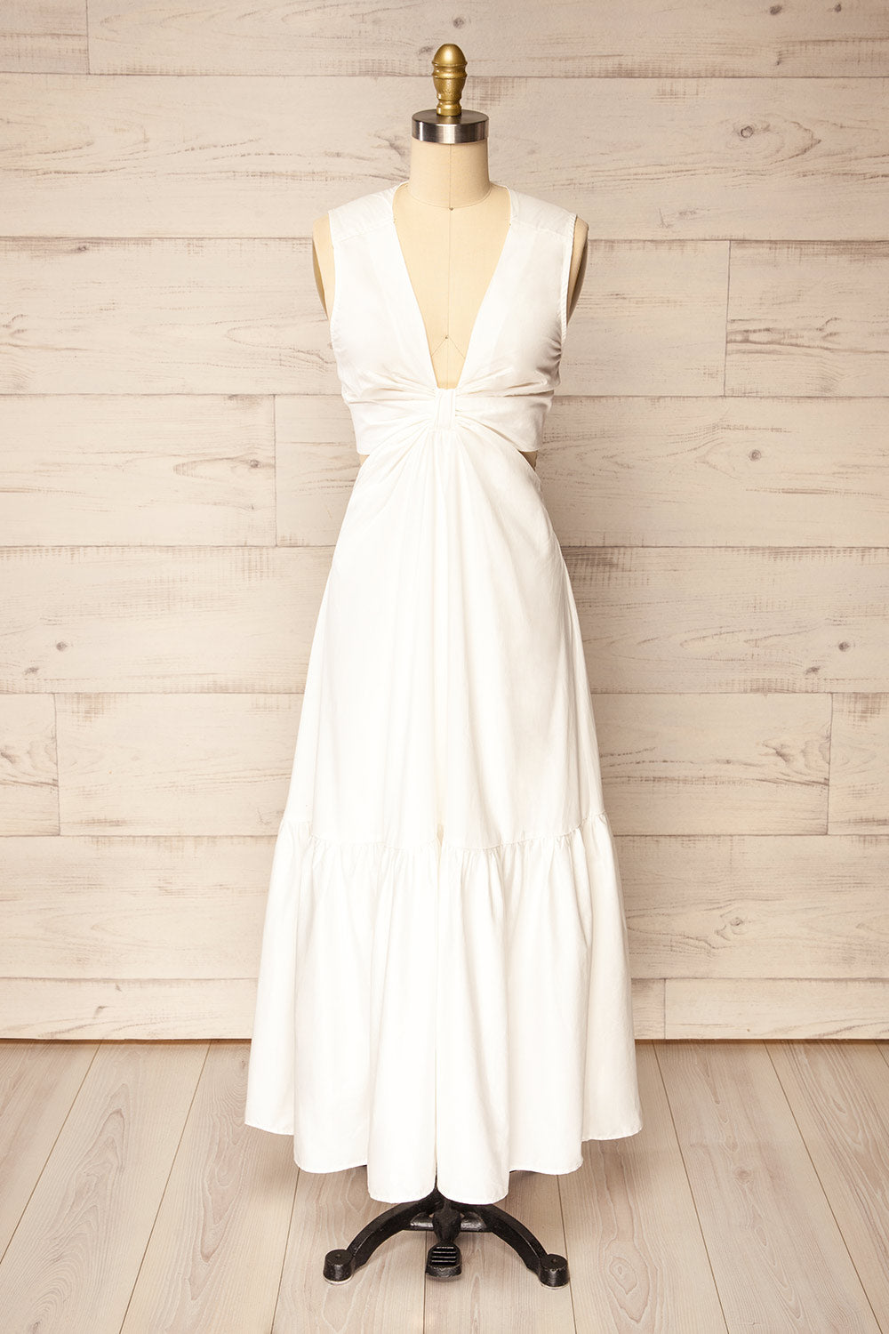 Camden Ivory Long Dress w/ Open Back | La petite garçonne front view