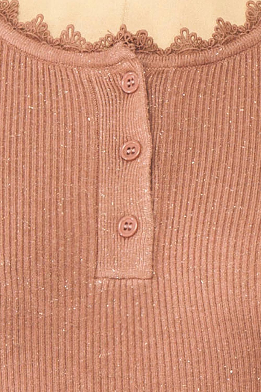 Candra Mauve Ribbed Top w/ Lace Collar | Boutique 1861 fabric