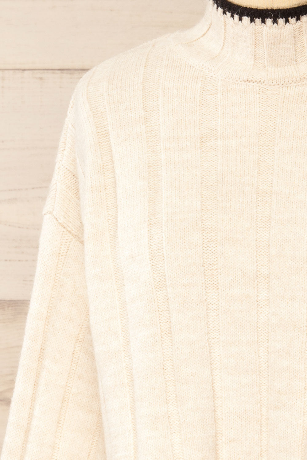 Capellen Cropped Beige Knit Sweater | La petite garçonne front