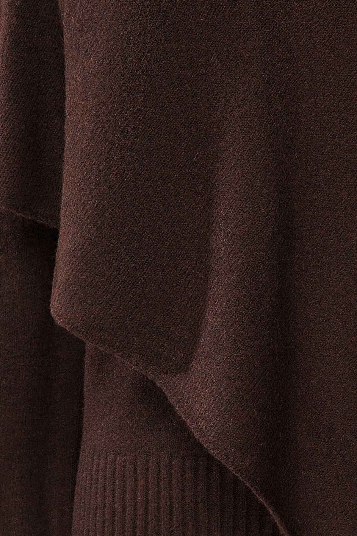 fabric view of Caplan Brown Asymmetrical Overlay Knit Sweater at La petite garçonne