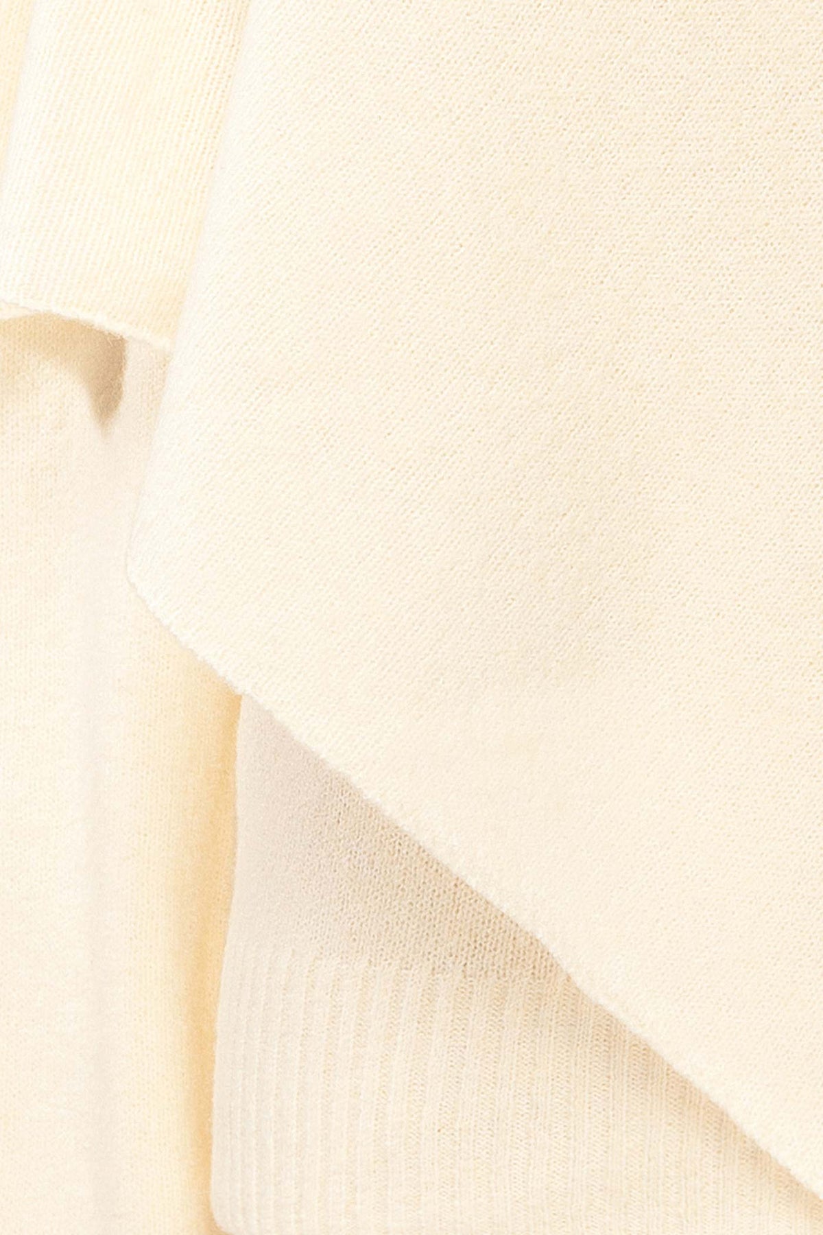 fabric view of Caplan Ivory Asymmetrical Overlay Knit Sweater at La petite garçonne
