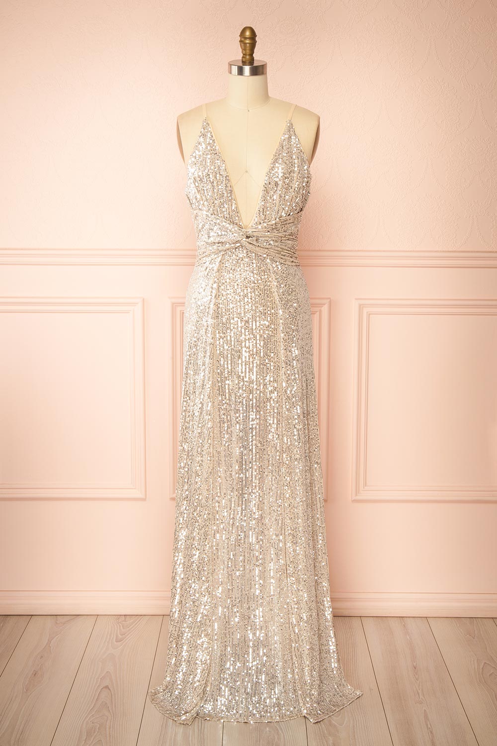 Carlene Maxi Sequins Dress with Slits | Boutique 1861 front view