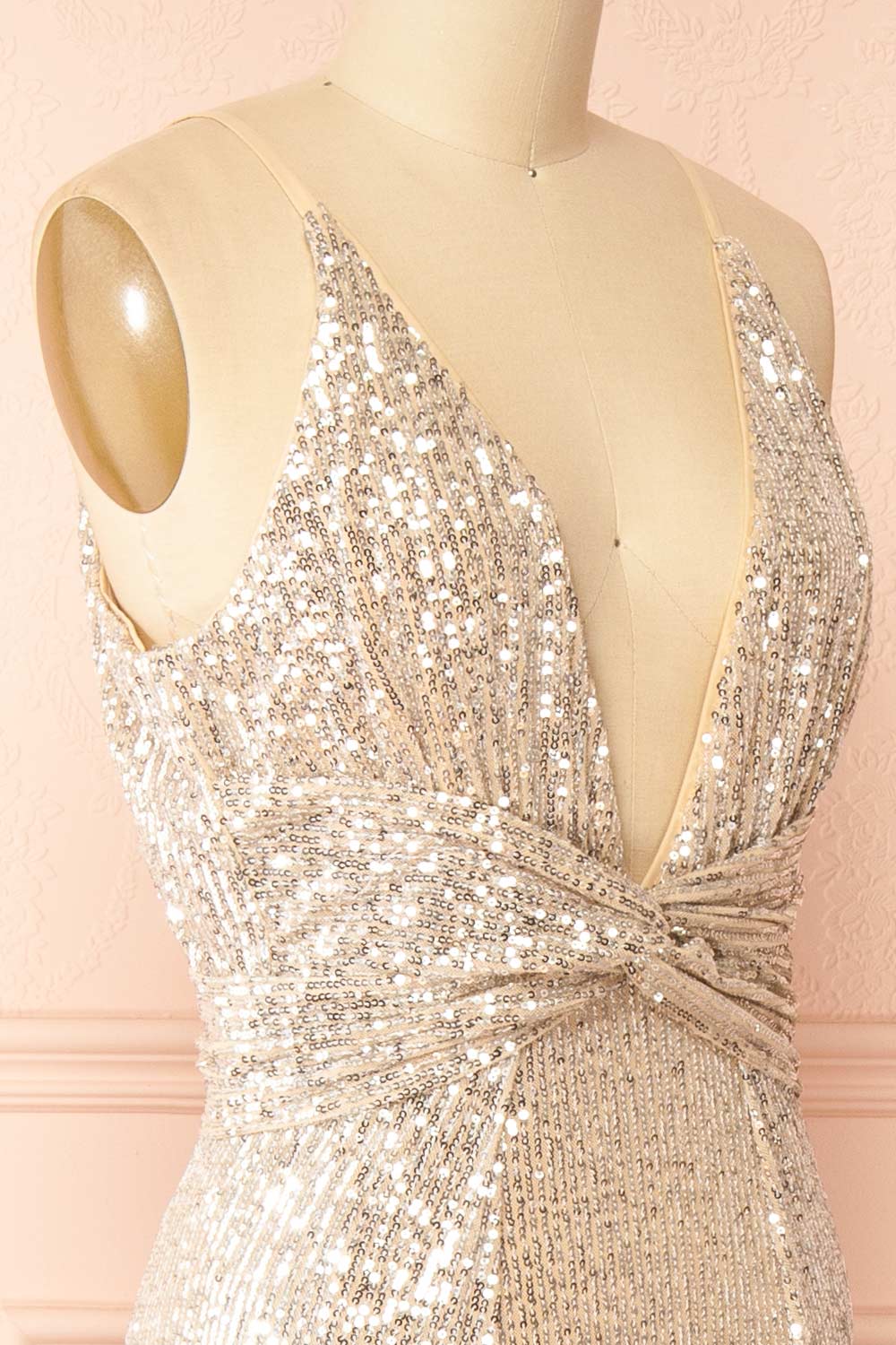 Carlene Maxi Sequins Dress with Slits | Boutique 1861 side