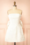 Carmelia Short Jacquard Strapless Ivory Dress | Boudoir 1861 front