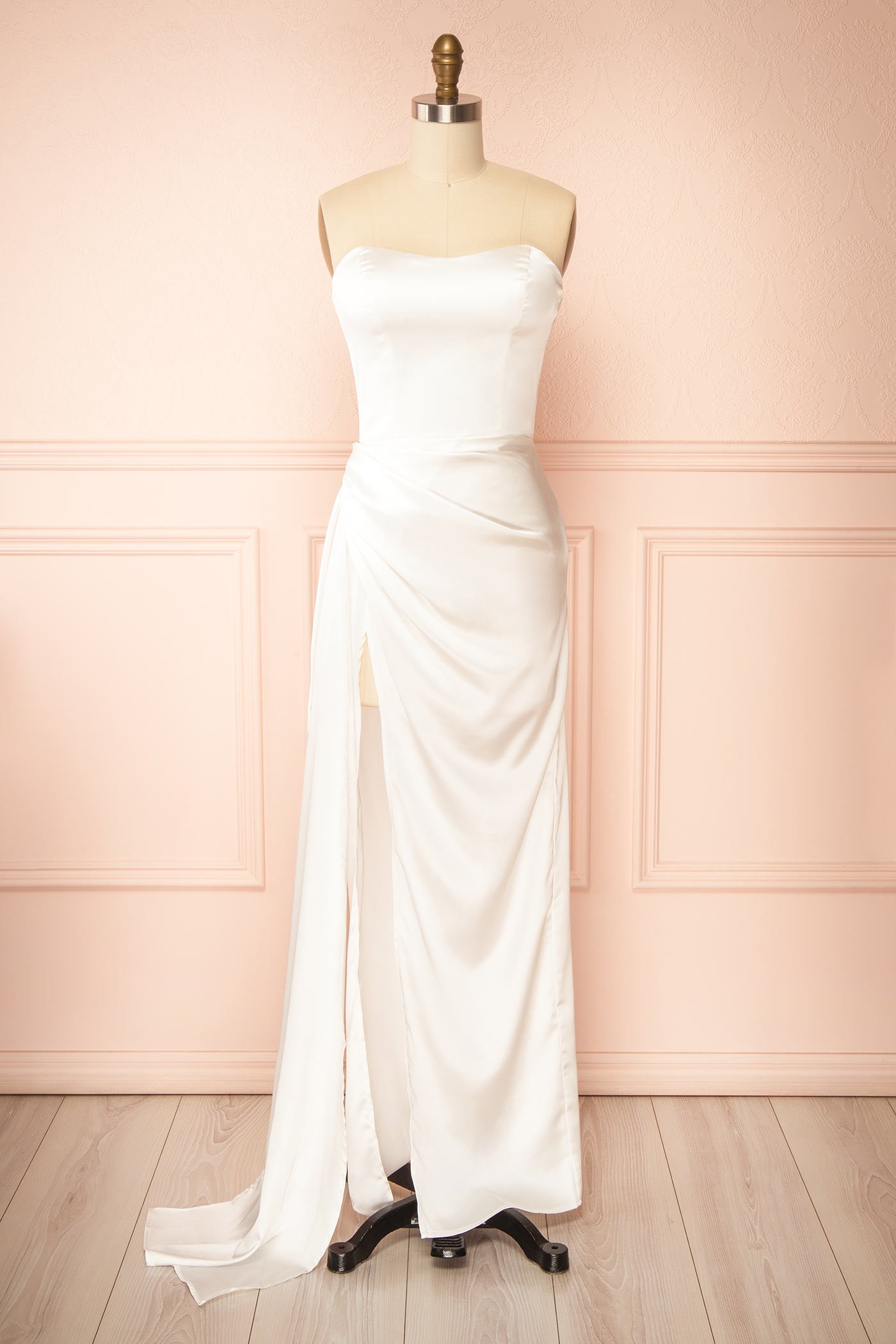 Carmine | Strapless Satin Wedding Dress with Slit