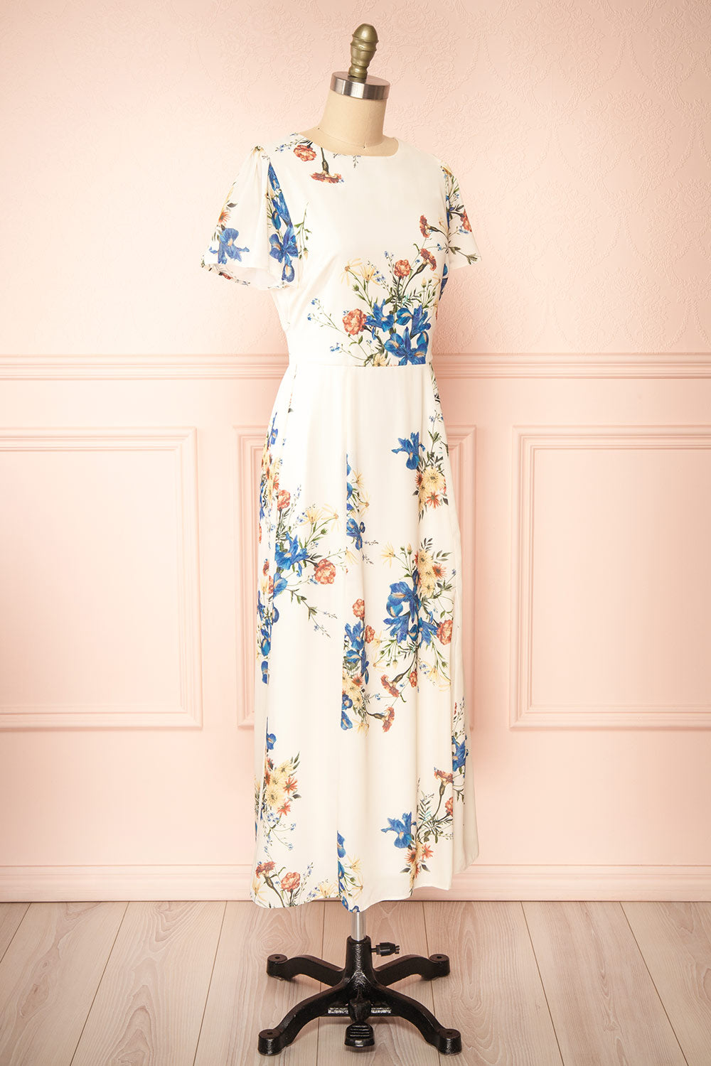 Carolina Floral Midi Dress w/ Slit | Boutique 1861 side view
