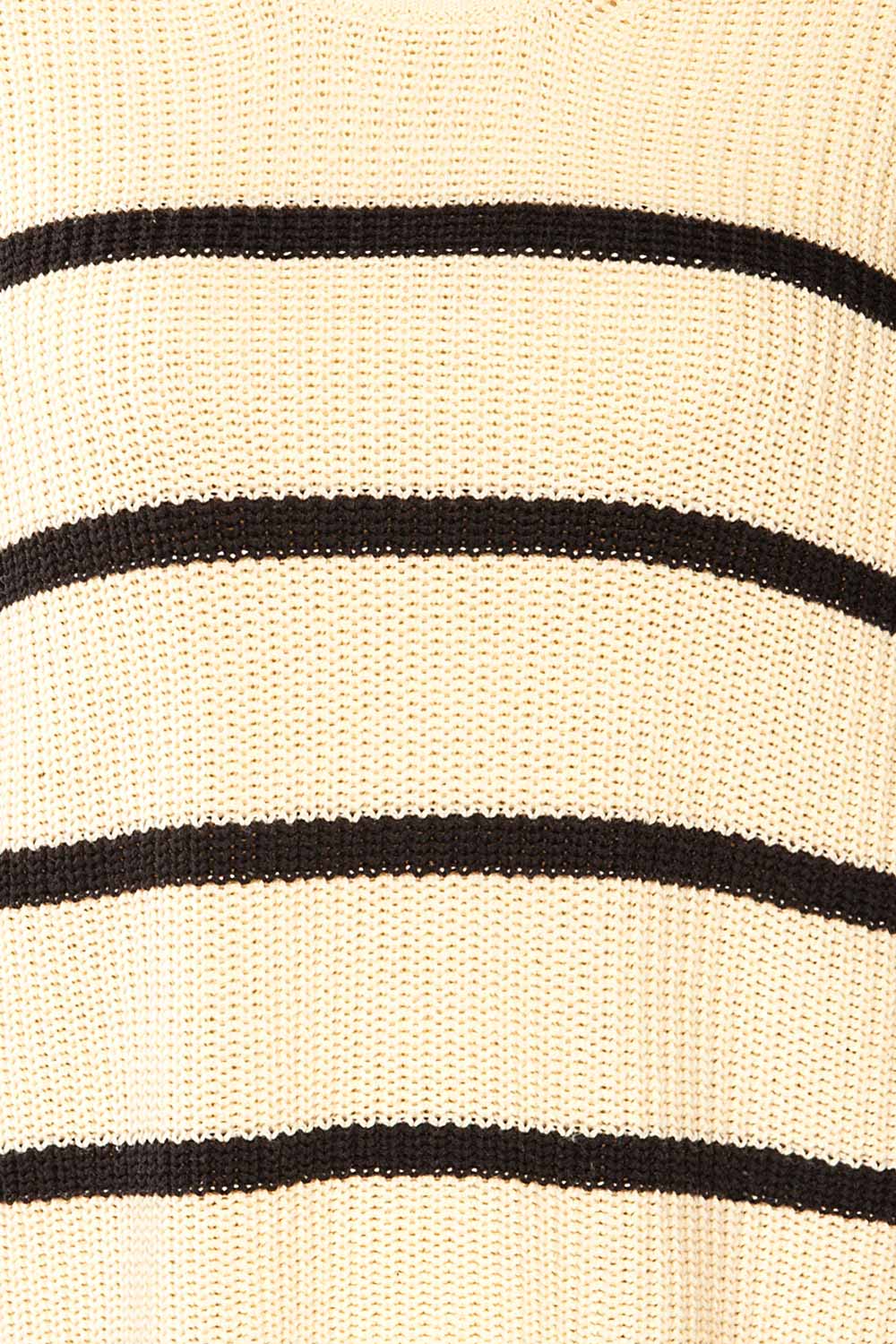 Carpentras Oversized Beige Striped Knit Sweater | La petite garçonne fabric