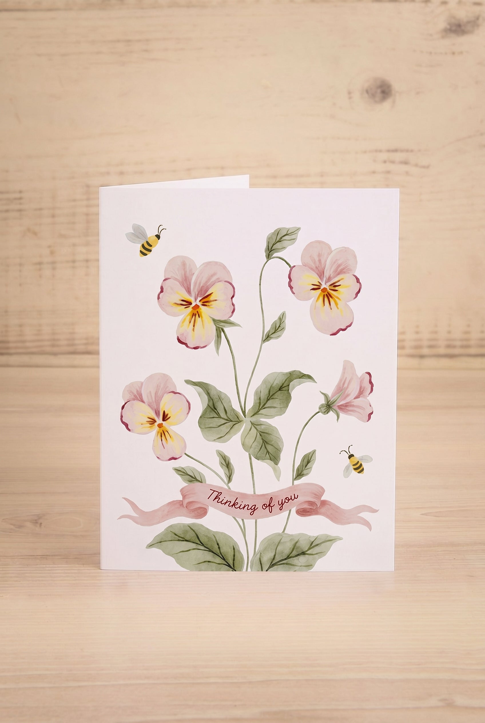 Front view of a greeting card Thinking of you illustration by Marie Lise at la maison garçonne
