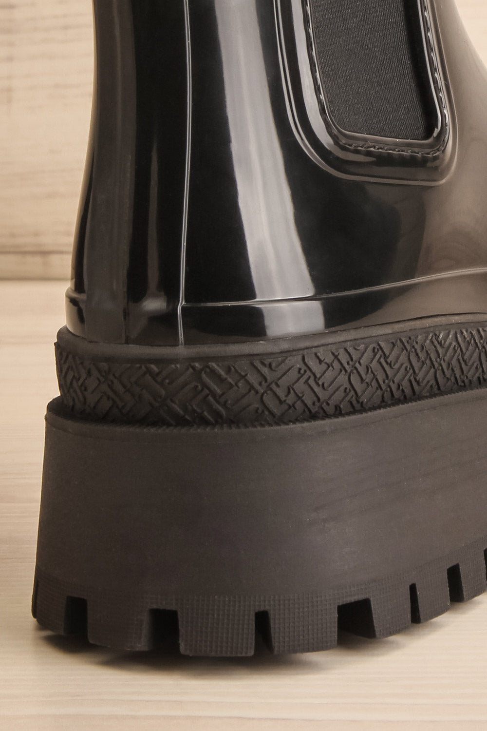 Carter Black Faux-Fur Lined Platform Rain Boots | La petite garçonne back detail